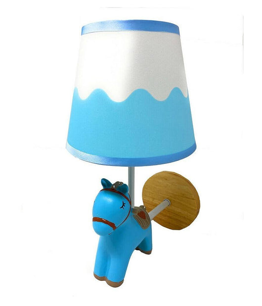 Applique A Muro Cameretta A Forma Di Cavallo In Resina E27 Lampada Muro Lume E49  Blu       