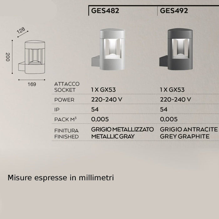 Applique alluminio gea led janet up ges492 led lampada parete moderna esterno gx53 ip54