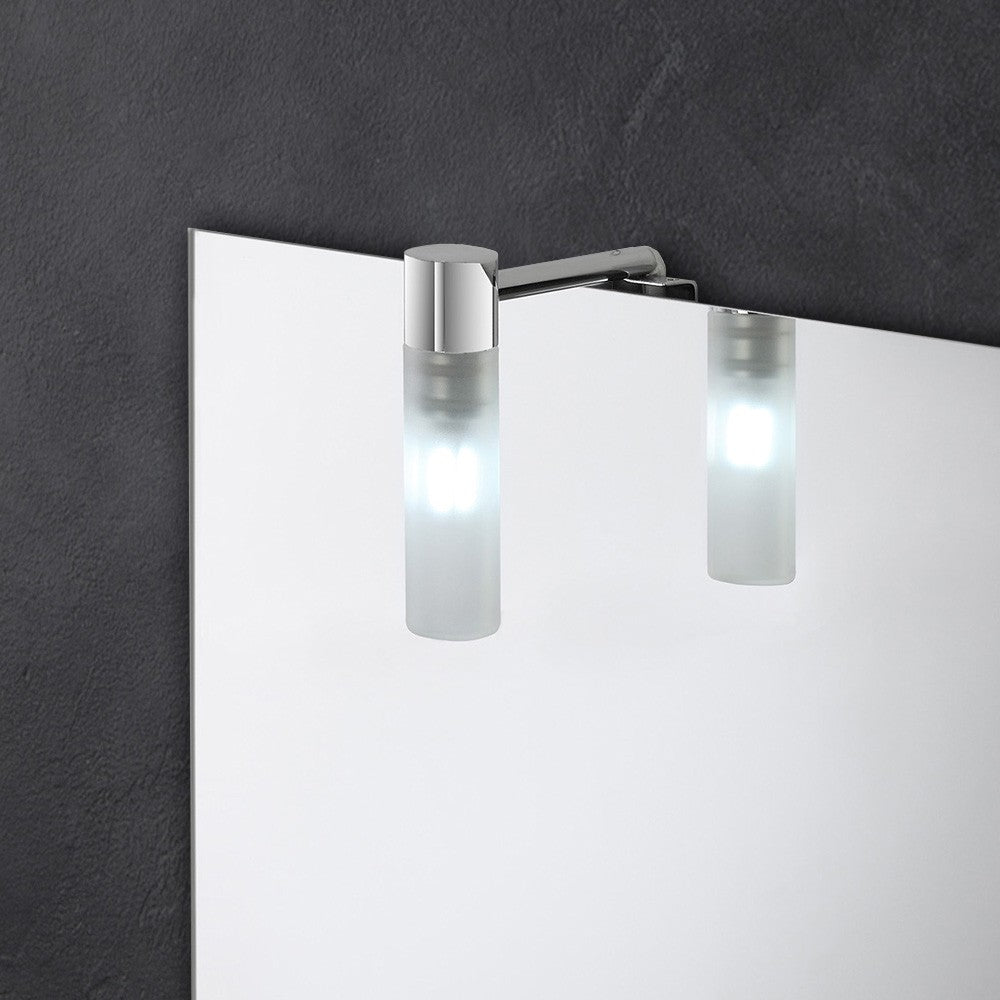 Applique bagno LED per specchio luce naturale in acciaio e vetro