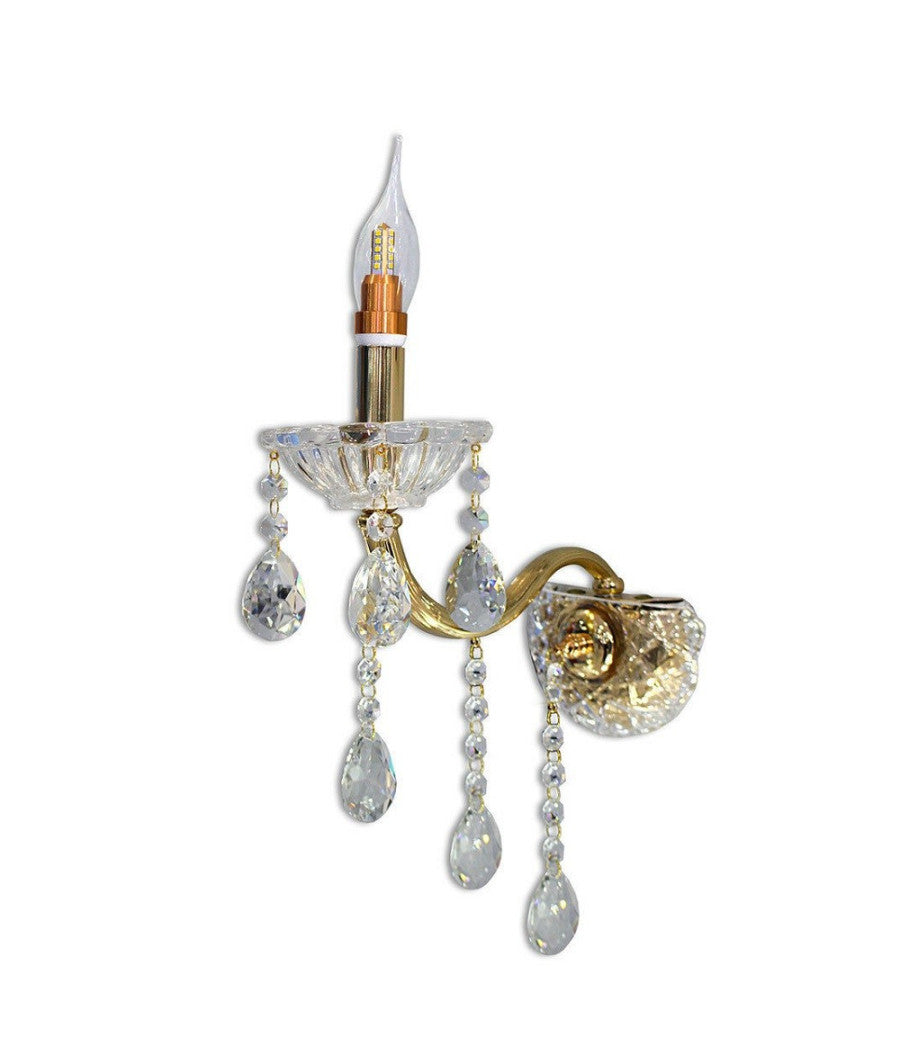 Applique Da Muro Candelabro Gocce Pendenti Cristallo Acrilico Attacco E14 E34  Oro       