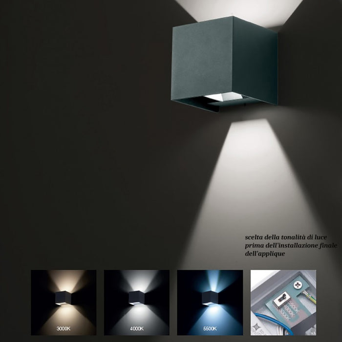 Applique esterno gea led zora led ip65 ges1022 5w fascio regolabile lampada parete biemissione classica