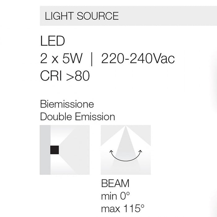 Applique esterno gea led zora led ip65 ges1022 5w fascio regolabile lampada parete biemissione classica