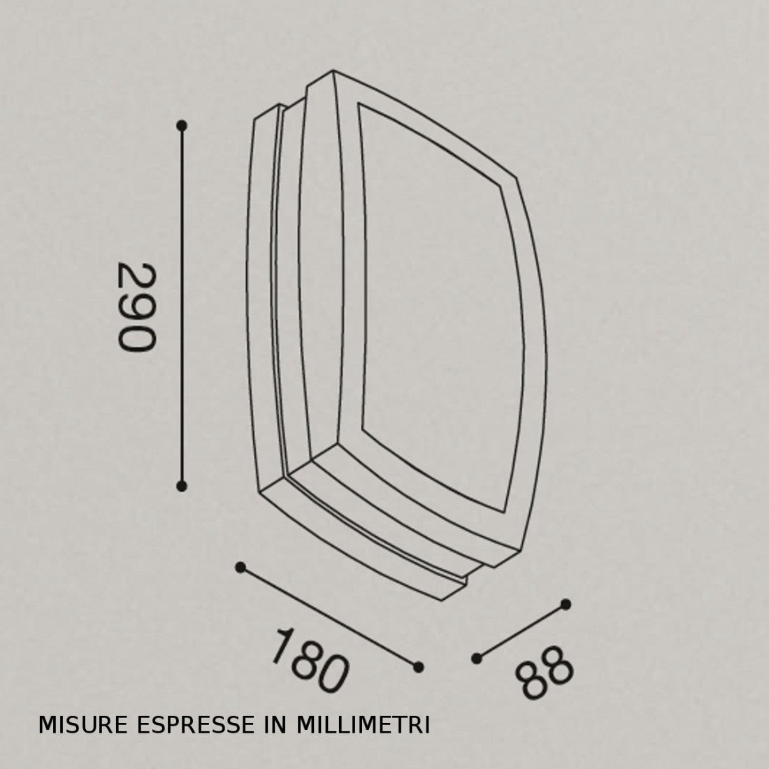 Applique gea led ura q ges303 ges301 led ip54 lampada soffitto parete rettangolare moderna alluminio e27, finitura