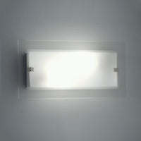 Applique illuminando flat ap p 25x13 e27 led lampada parete vetro satinato trasparente rettangolare moderna interno