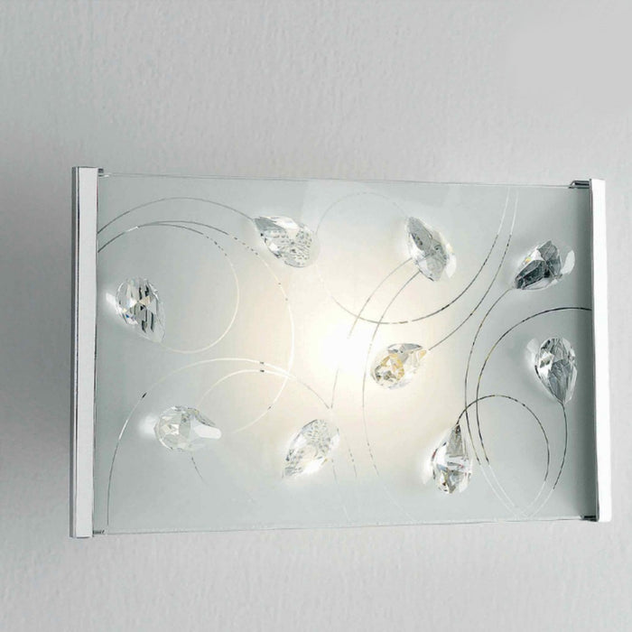 Applique illuminando petali ap e27 led lampada parete elegante moderna vetro cristallo interno, dimensione lunghezza 31