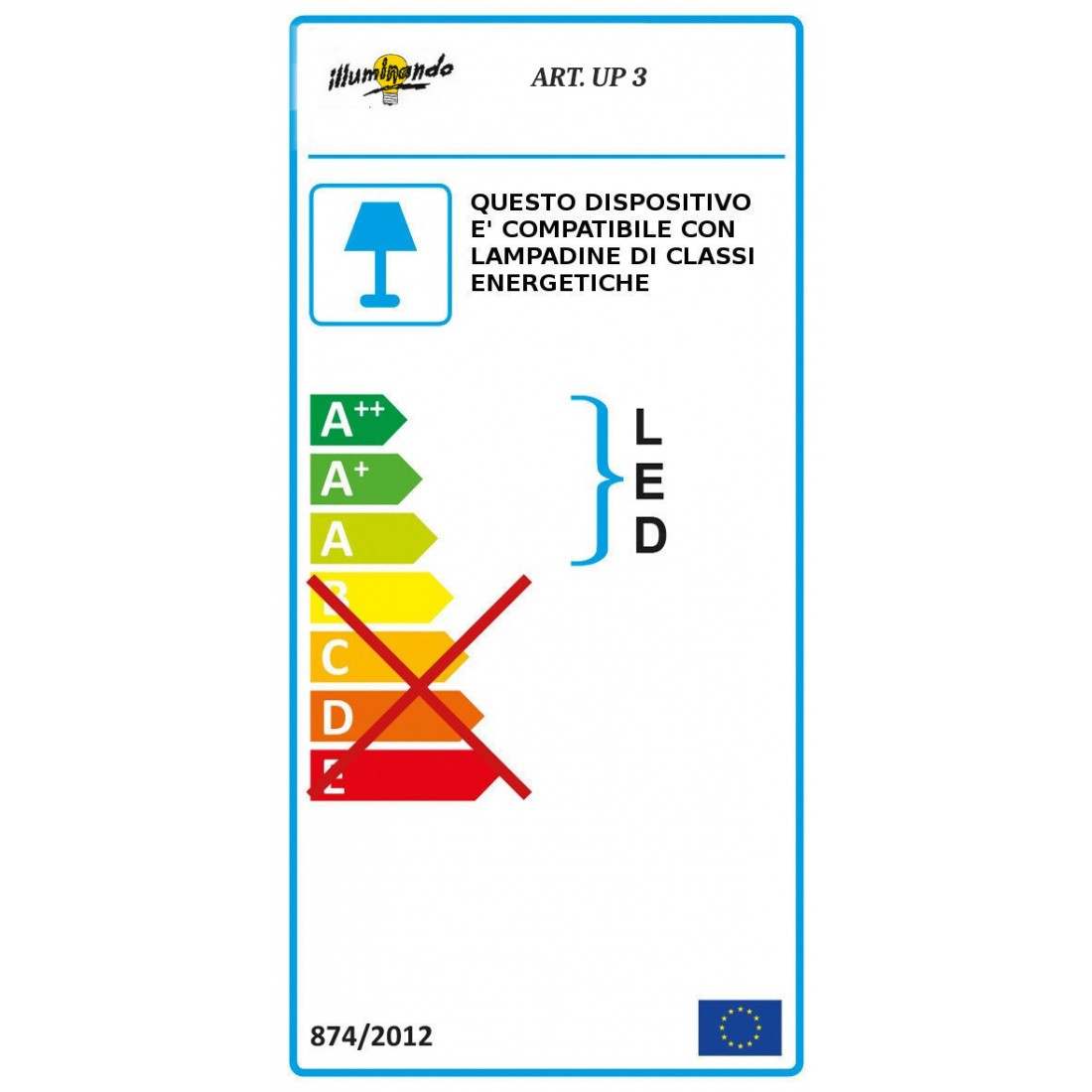 Applique moderno illuminando up up3sl gx53 led metallo monoemissione parete, finitura metallo bianco