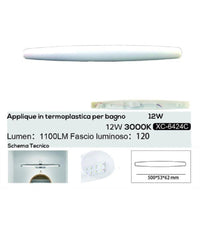 Applique Led 12 Watt Ip20 Per Specchio Bagno Luce Calda Naturale Fredda Xc-6424         