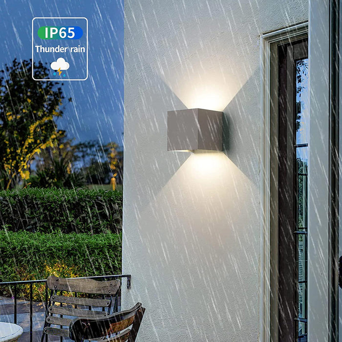 Applique cubo esterni IP65 LED 12W illuminazione doppio fascio luce parete facciata giardino casa albergo 230V GRIGIO 4000K