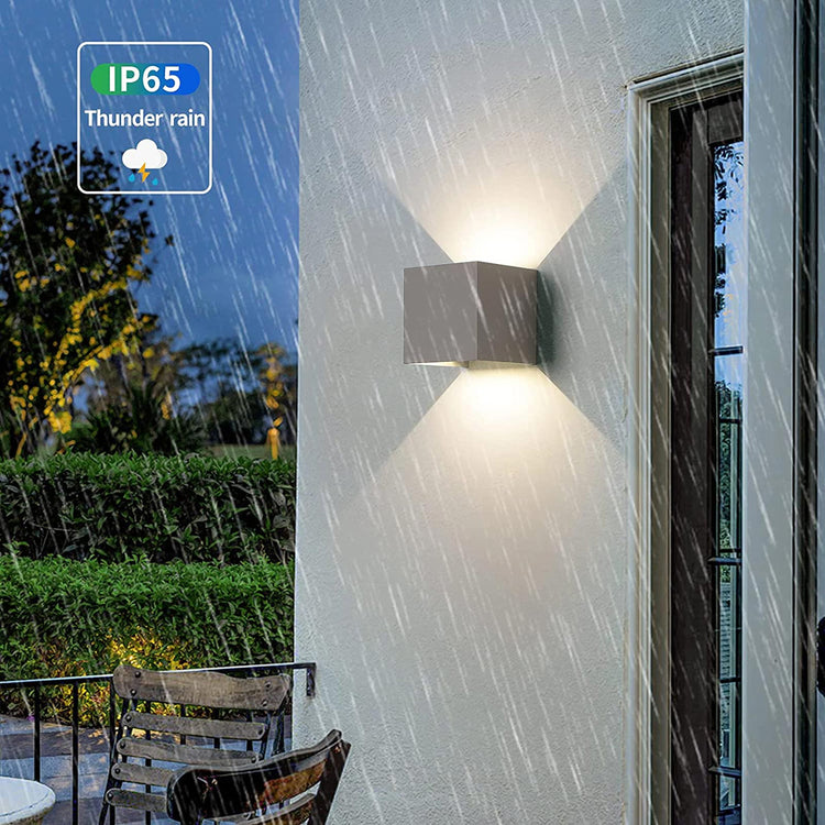 Applique cubo esterni IP65 LED 12W illuminazione doppio fascio luce parete facciata giardino casa albergo 230V GRIGIO 3000K