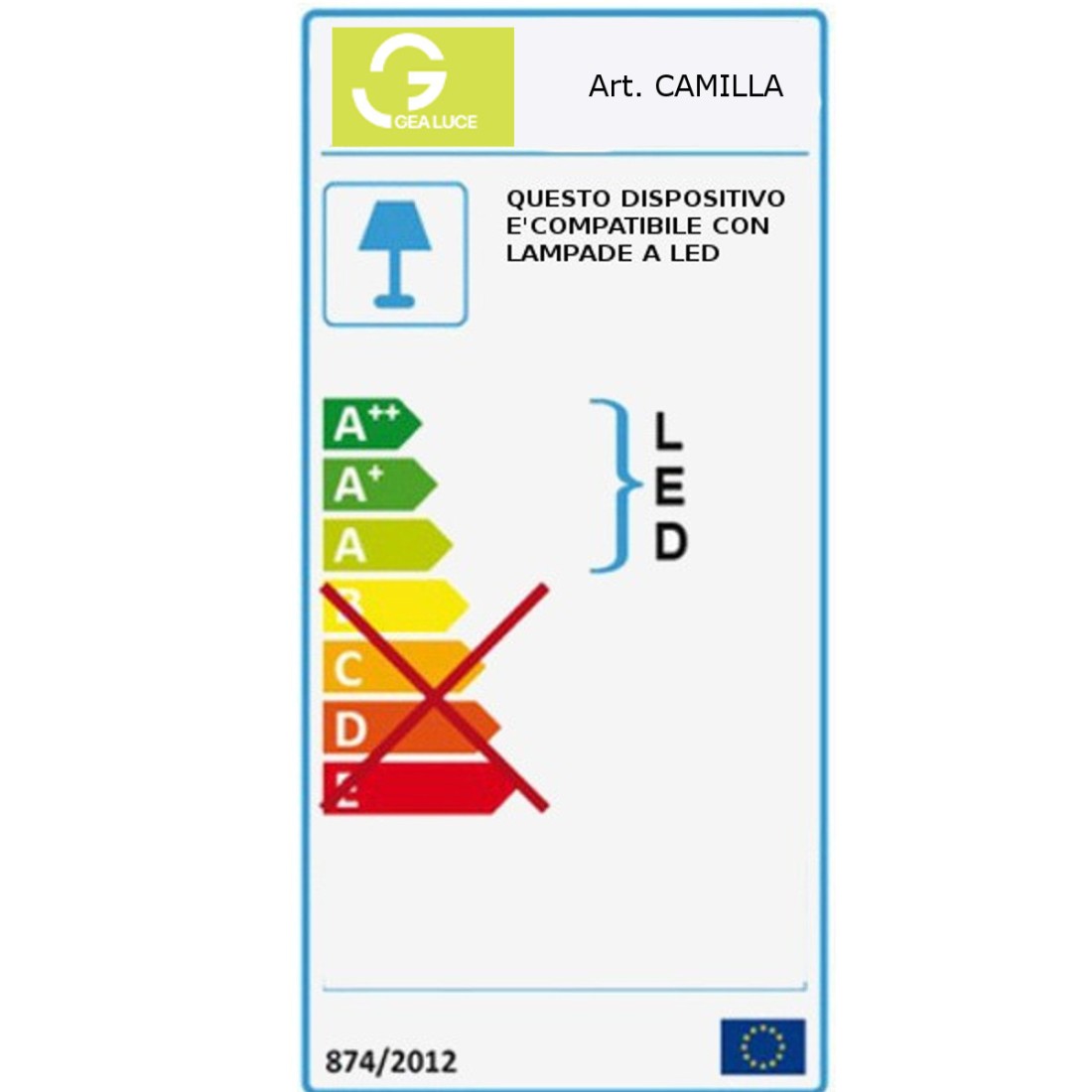 Applique moderna gea luce camilla am e14 led vetro lampada parete fascia, colore foglia oro