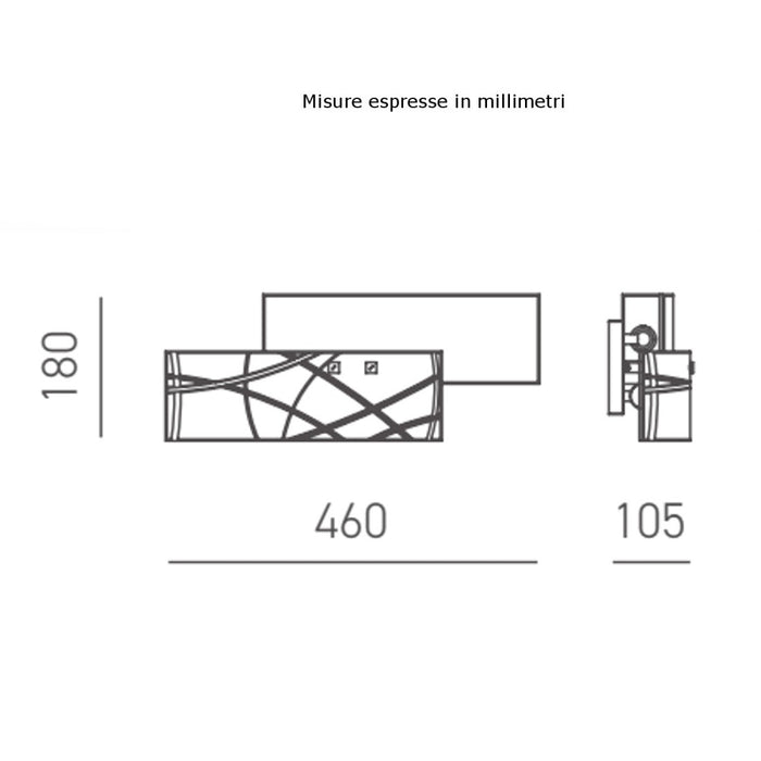 Applique moderna gea luce frida ap e14 led vetro lampada parete