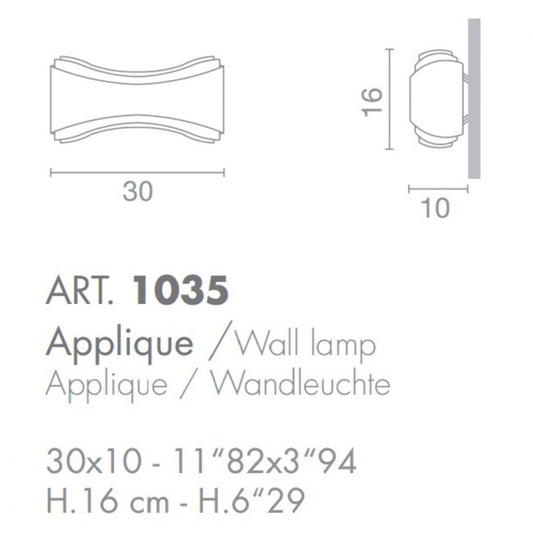 Applique moderna selene illuminazione ionica 1035 002 025 r7s led metallo biemissione lampada parete, finitura metallo