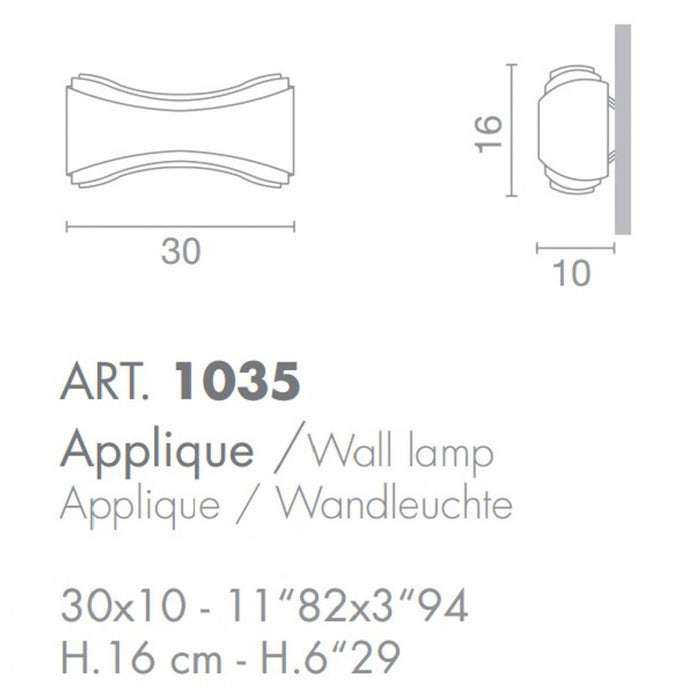 Applique moderna selene illuminazione ionica 1035 011 009 033 006 r7s led metallo biemissione lampada parete, finitura