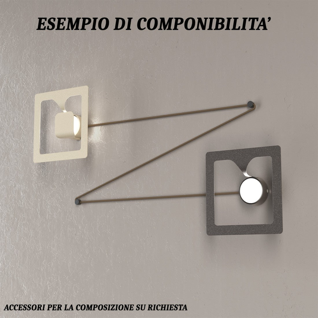 Applique moderna top light gasoline 1171 1 gx53 led lampada parete componibile, finitura metallo marrone