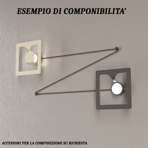 Applique moderna top light gasoline 1171 1 gx53 led lampada parete componibile, finitura metallo marrone