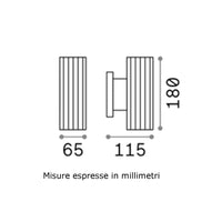 Applique moderno ideal lux base ap2 gu10 led ip44 alluminio biemissione lampada parete, finitura metallo grigio-