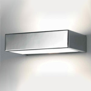 Applique moderno illuminando brik 1 r7s led metallo vetro lampada parete biemissione, finitura metallo cromo lucido