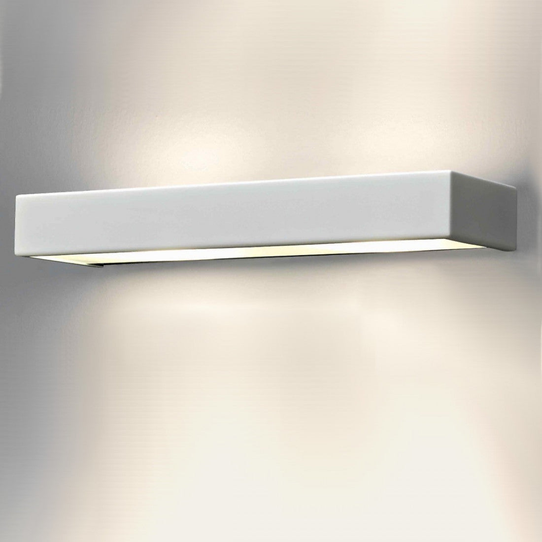 Applique moderno illuminando brik 2 led metallo vetro biemissione lampada parete, finitura metallo bianco