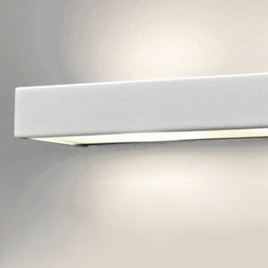 Applique moderno illuminando brik 2 led metallo vetro biemissione lampada parete, finitura metallo bianco