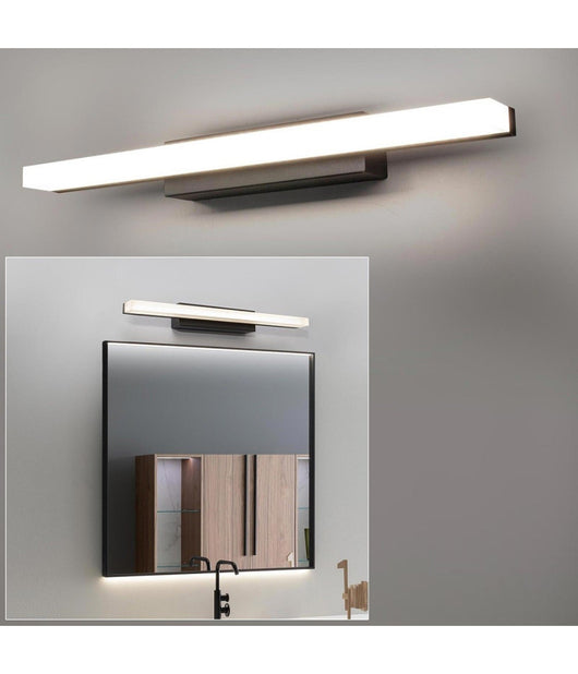 Applique Moderno Nero Lampada Parete Led 9w 4000k Luce Specchio Bagno Vetro Satinato         