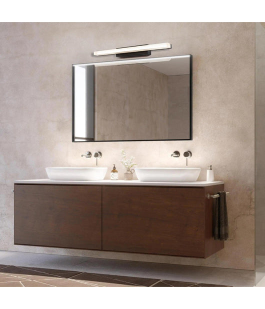 Applique Moderno Nero Lampada Parete Led 9w 4000k Luce Specchio Bagno Vetro Satinato         