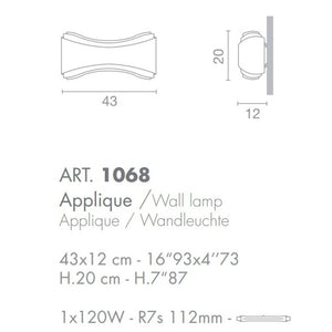 Applique moderno selene illuminazione ionica 1068 011 025 002 r7s led metallo vetro biemissione lampada parete, finitura