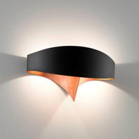 Applique moderno selene illuminazione scudo 1003 g9 led acciaio lampada parete, finitura metallo nero-foglia rame