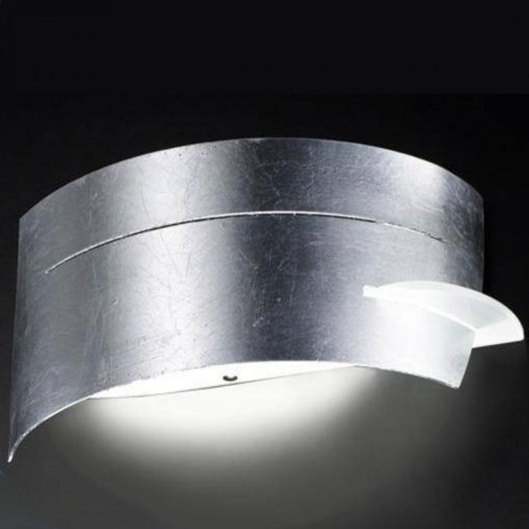 Applique moderno selene illuminazione vultur 1023e e27 led acciaio lampada parete, finitura metallo foglia argento