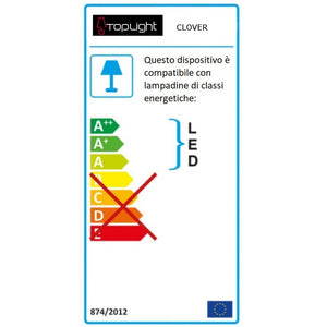 Applique moderno top light clover 1114 45 cr sa ga e27 led vetro lampada parete, finitura metallo cromo lucido