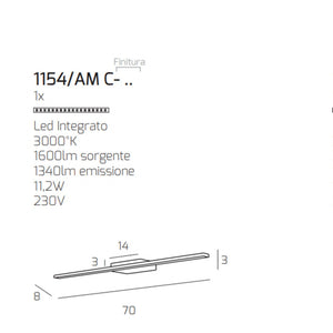 Applique moderno top light line 1154 am led metallo lampada parete