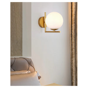 Trade Shop - Applique Parete Attacco G9 Sfera Vetro Metallo Oro Lampada Moderno Minimal 32842         