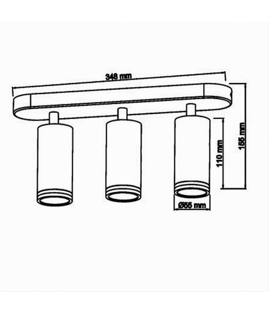 Applique Plafoniera Orientabile Da Soffitto Parete 3 Diffusori Lampada Gu10 Ts-3  Bianco       