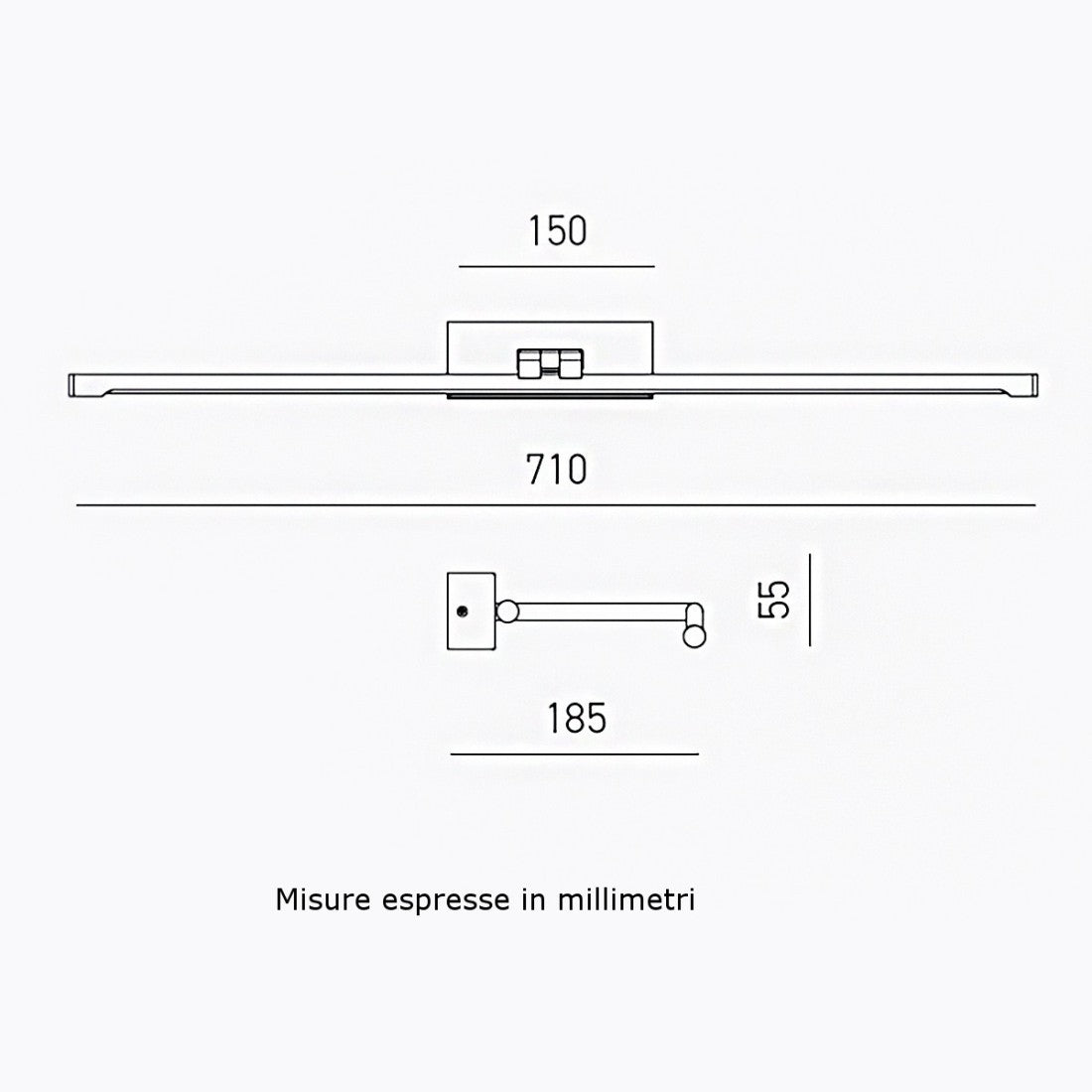 Applique specchio quadro gea luce magis n led metallo lampada parete moderna, finitura metallo nichel satinato