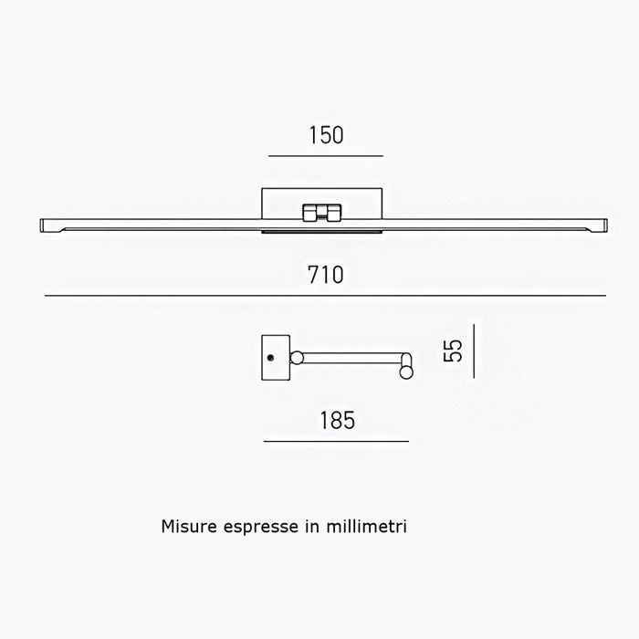 Applique specchio quadro gea luce magis n led metallo lampada parete moderna, finitura metallo nichel satinato