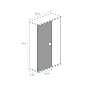 Armadio 2 ante bianco consumato celeste 90x52x223