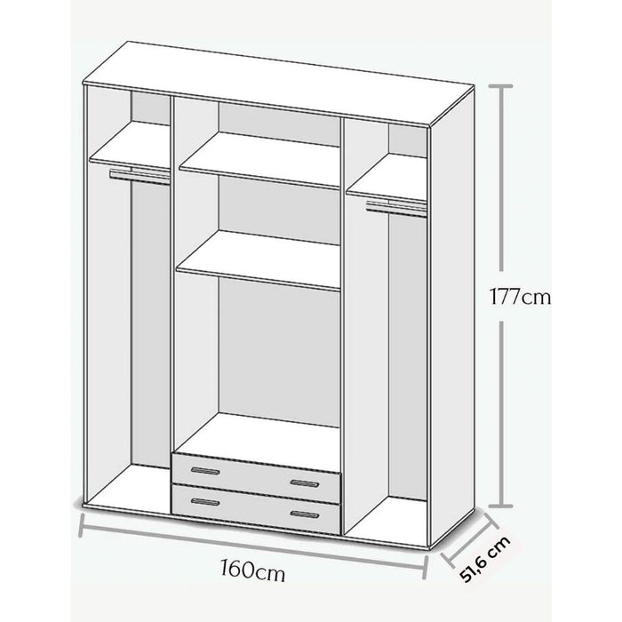 Armadio 4 ante e 2 cassetti bianco Seba4 160x51,6x177h