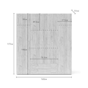 Armadio 4 ante e 2 cassetti bianco Seba4 160x51,6x177h