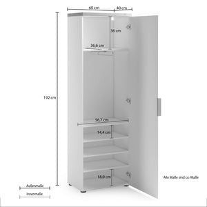 Armadio ad 1 anta con 5 ripiani IDEA made in Italy