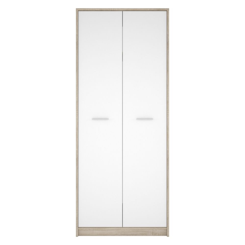 Armadio Nepo 80x54xx196,5 cm 2 ante rovere sonoma bianco