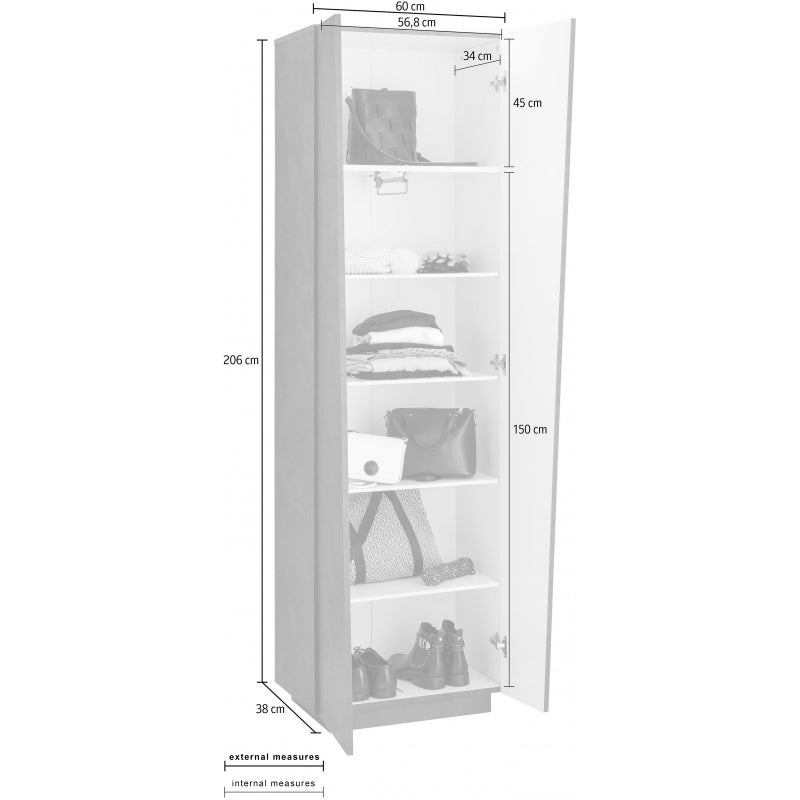 Armadio Portabito Vega – 2 ante – 60x199.7x38 - Ardesia