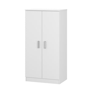 Mobile scarpiera H 108 cm  bianco in legno con 2 ante e 6 ripiani 