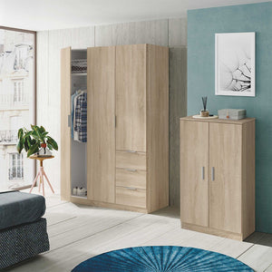 Mobile scarpiera H 180 cm in legno rovere canadese con ante e ripiani regolabili