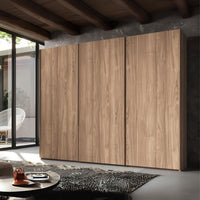 Armadio tre ante scorrevoli in legno noce america Step 276x67x250h