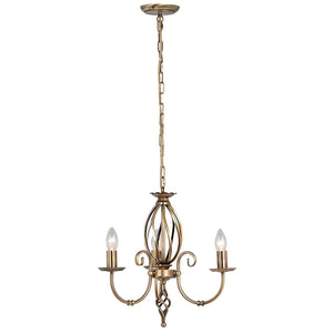 Lampadario Classico Artisan Acciaio Ottone Anticato 3 Luci E14