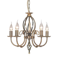 Lampadario Classico Artisan Acciaio Ottone Anticato 5 Luci E14