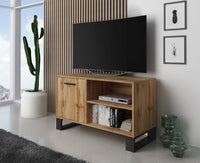 Mobile TV 95x40x57cm con porta sinistra, soggiorno colore Rovere Rustico modello LOFT