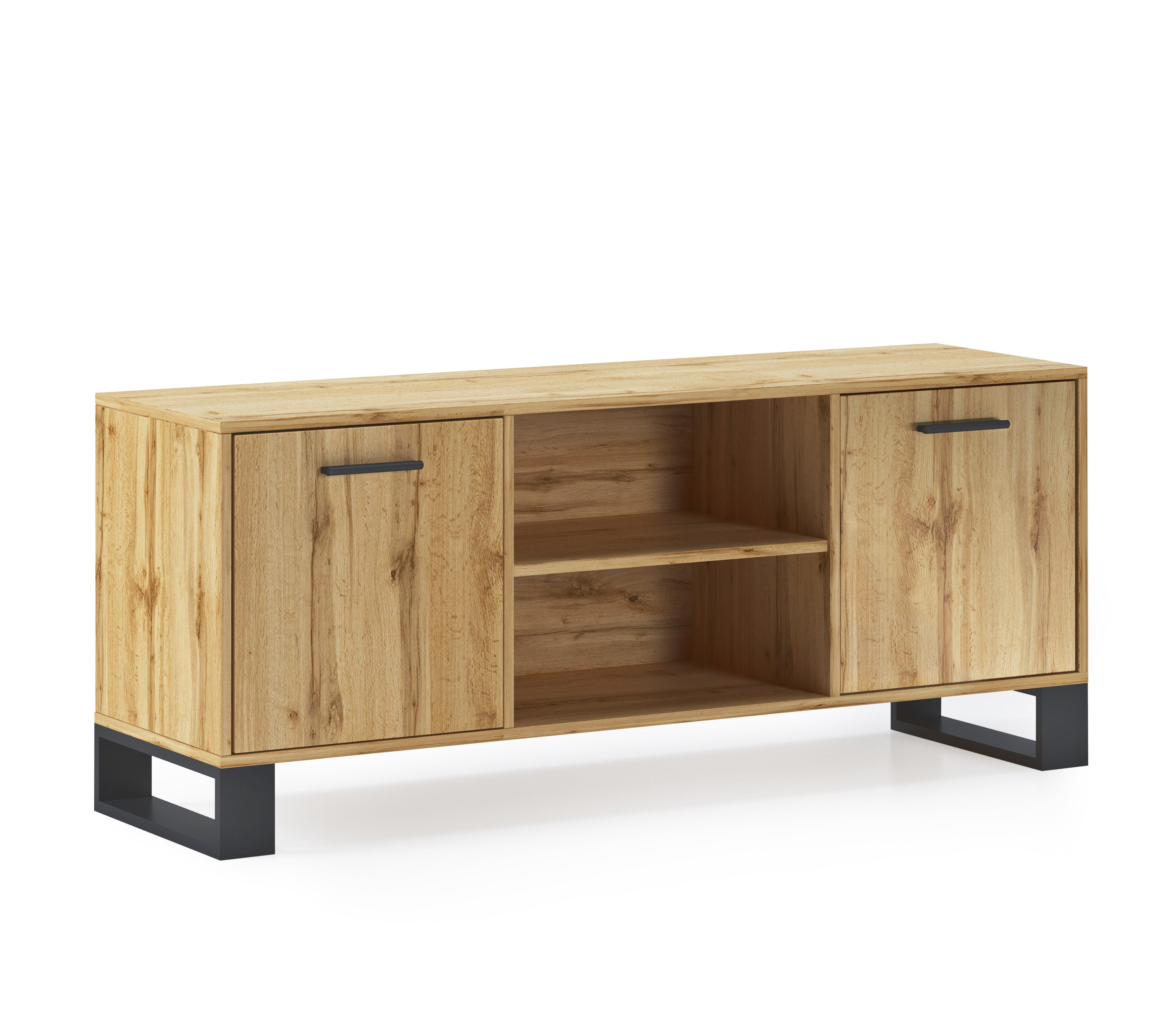 Mobile TV 137x40x57cm per soggiorno con 2 porte, soggiorno, modello LOFT,  e porte in rovere rustico