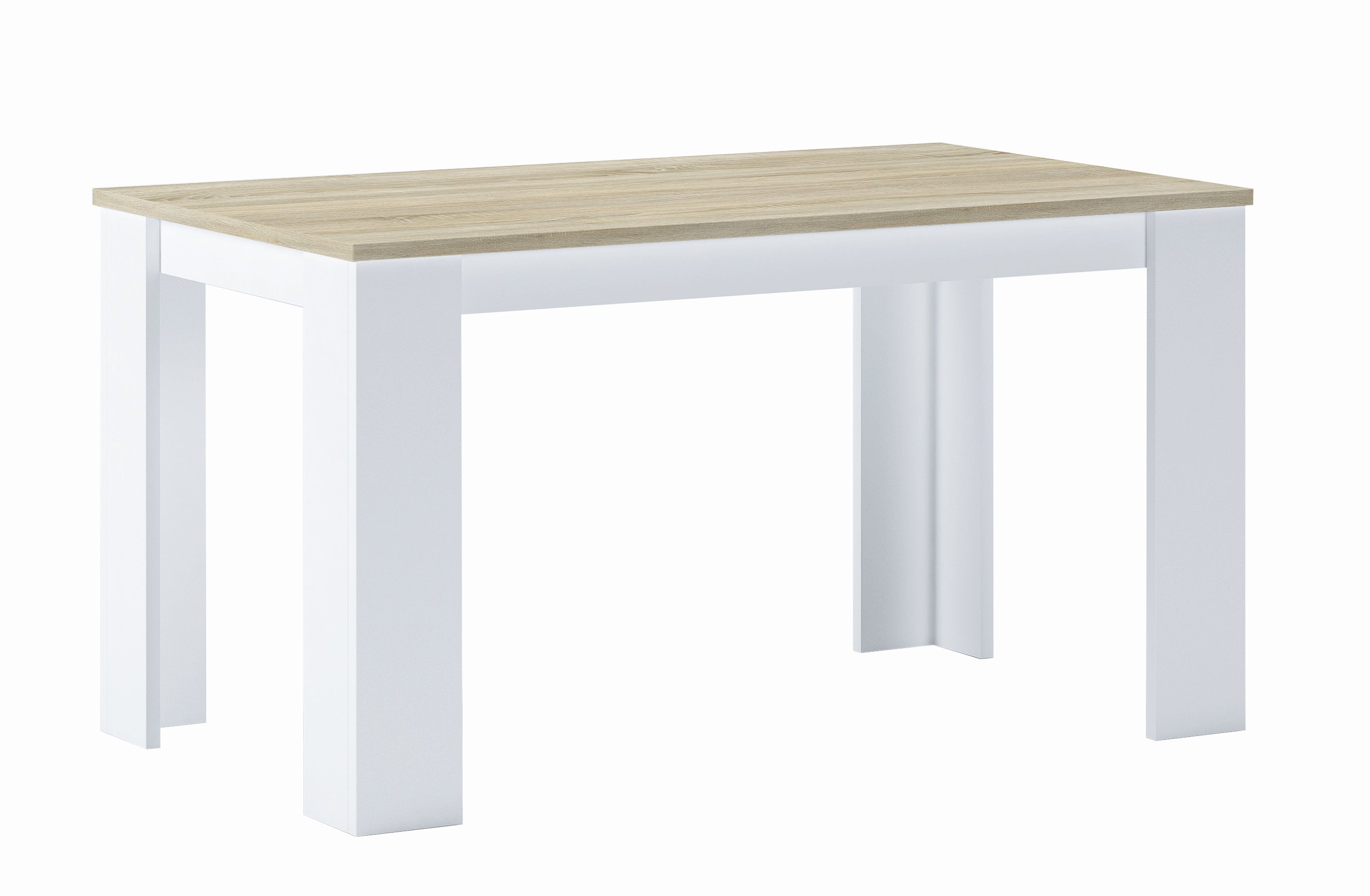 Tavolo 6 posti da pranzo e soggiorno 138x80x75cm colore Rovere chiaro e bianco