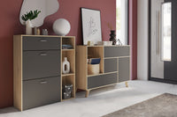 Set ingresso, sala da pranzo, credenza,  rovere e porte e cassetti grigio - buffet - scarpiera