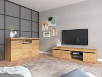 Mobile TV mod NATURALE ''Rovere/Nero'', 2 porte e 2 comparti, 160x40x41cm